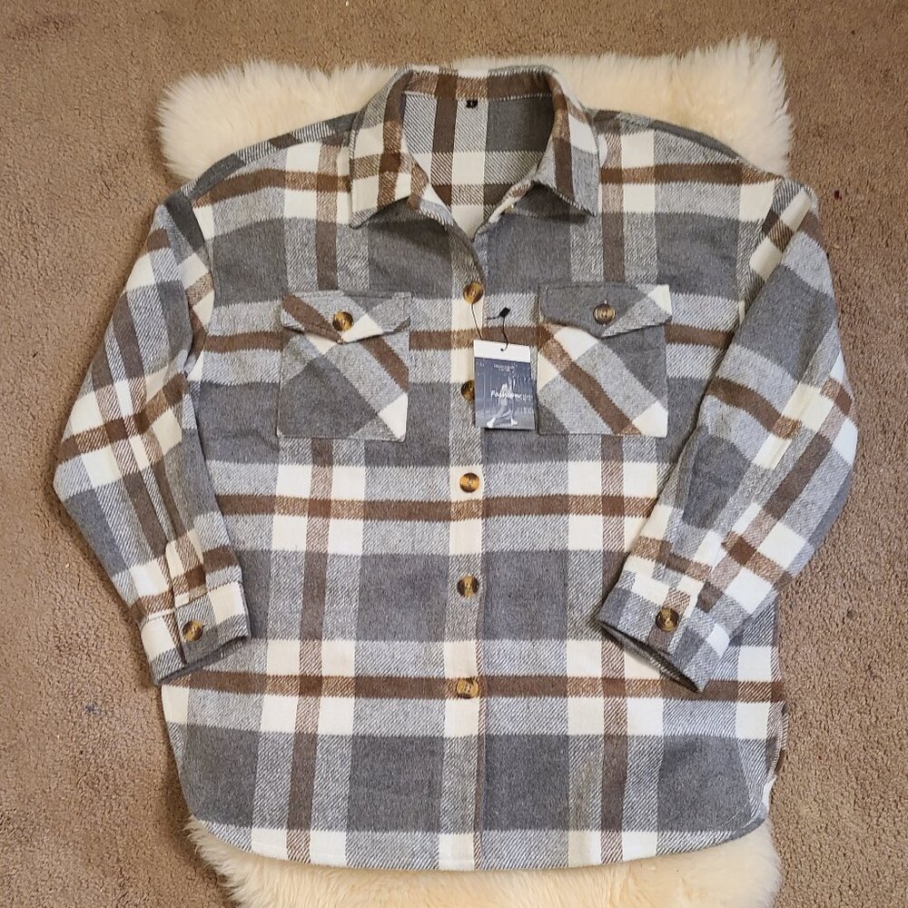 Plaid Oversized Soft Shacket - Large  NWT